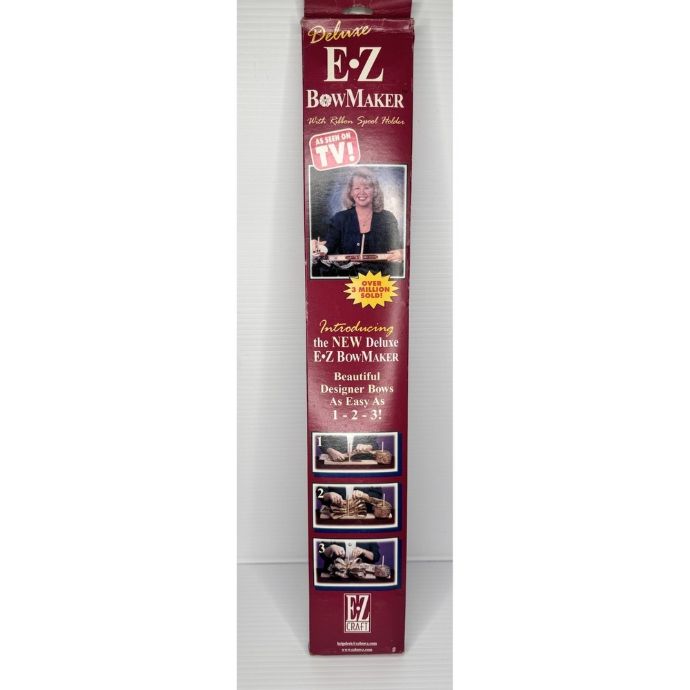 NEW Deluxe E-Z Bow Maker Ribbon Spool Holder Bow Making Tool Instructions Vtg